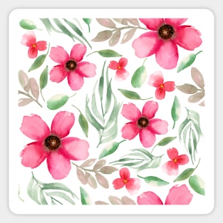 Pink Florals | Watercolor | Pattern | Blue Sticker